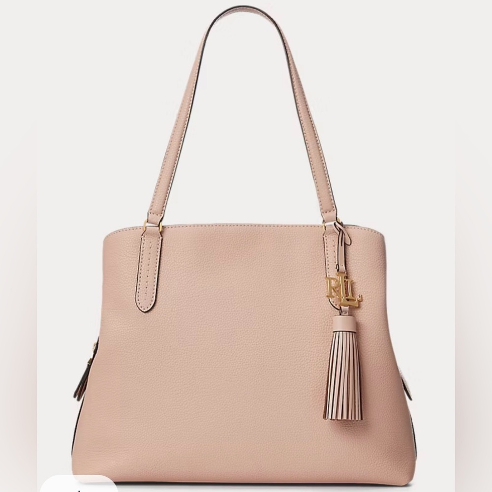 Ralph Lauren Pebbled Quinn Large Shoulder Bag Handbag Pink